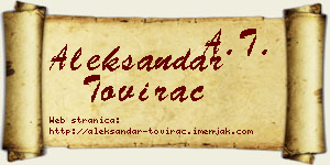 Aleksandar Tovirac vizit kartica